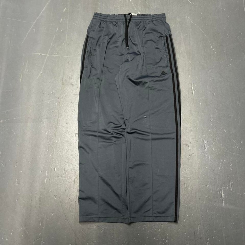 Y2K adidas grey and black striped baggy track pants